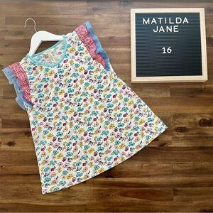 Matilda Jane Enchanted Garden Carlie Floral Top Blue Red Gingham Sleeveless 16